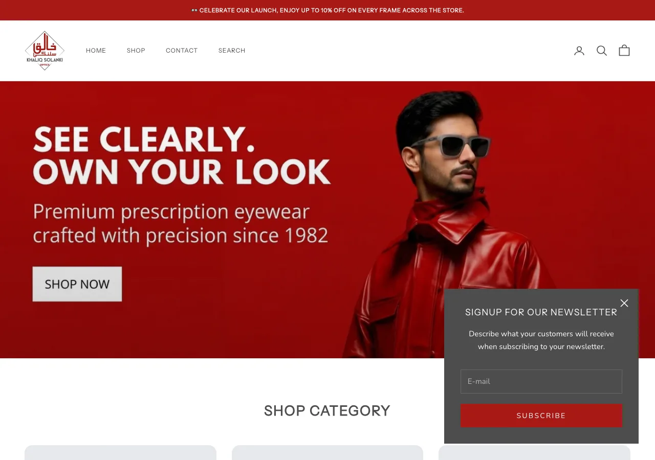 Khaliq Solanki Optics — Optical retail project by Cortexley