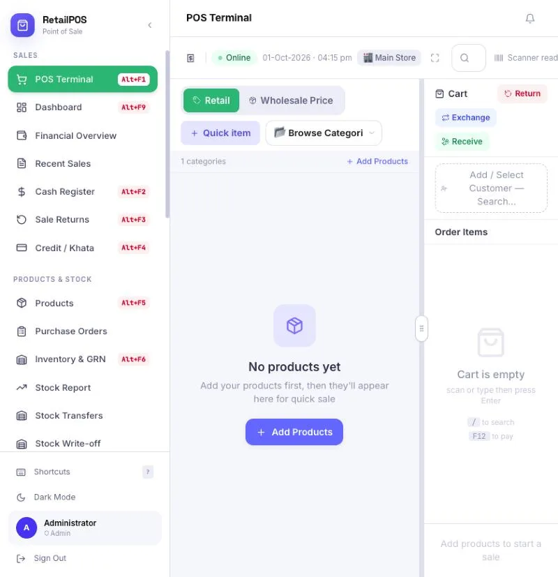 RetailPOS — Retail software project by Cortexley